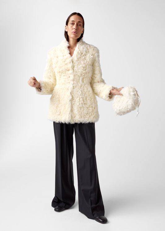 Christian Aks Adah Shearling Jacket Jackets 8002 Cream